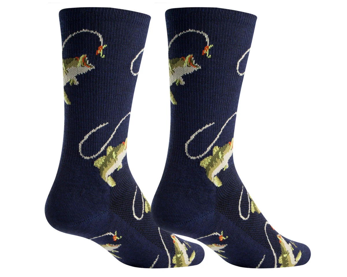 Sockguy 6" Padded Wool Socks (Fish-On) (L/XL)